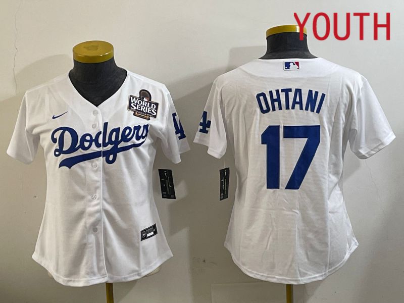 Youth Los Angeles Dodgers #17 Ohtani White Game 2024 Nike MLB Jersey style 11201